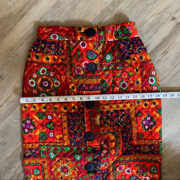 Vintage Skirt Hippy Mod 70s Homemade Skirt Quilted Maxi Medallion - Picture 8 of 15